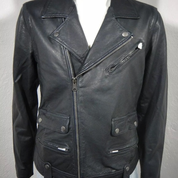 Lucky Brand Black Label ‘Titan’ mens leather biker style jacket - Picture 1 of 6